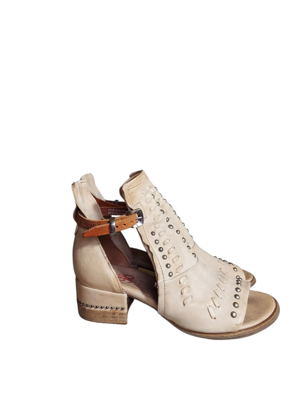 A.S.98 Markie Studded Leather Sandal Booties Beige Boho Euro Artisan Size 8.5 - Picture 4 of 11